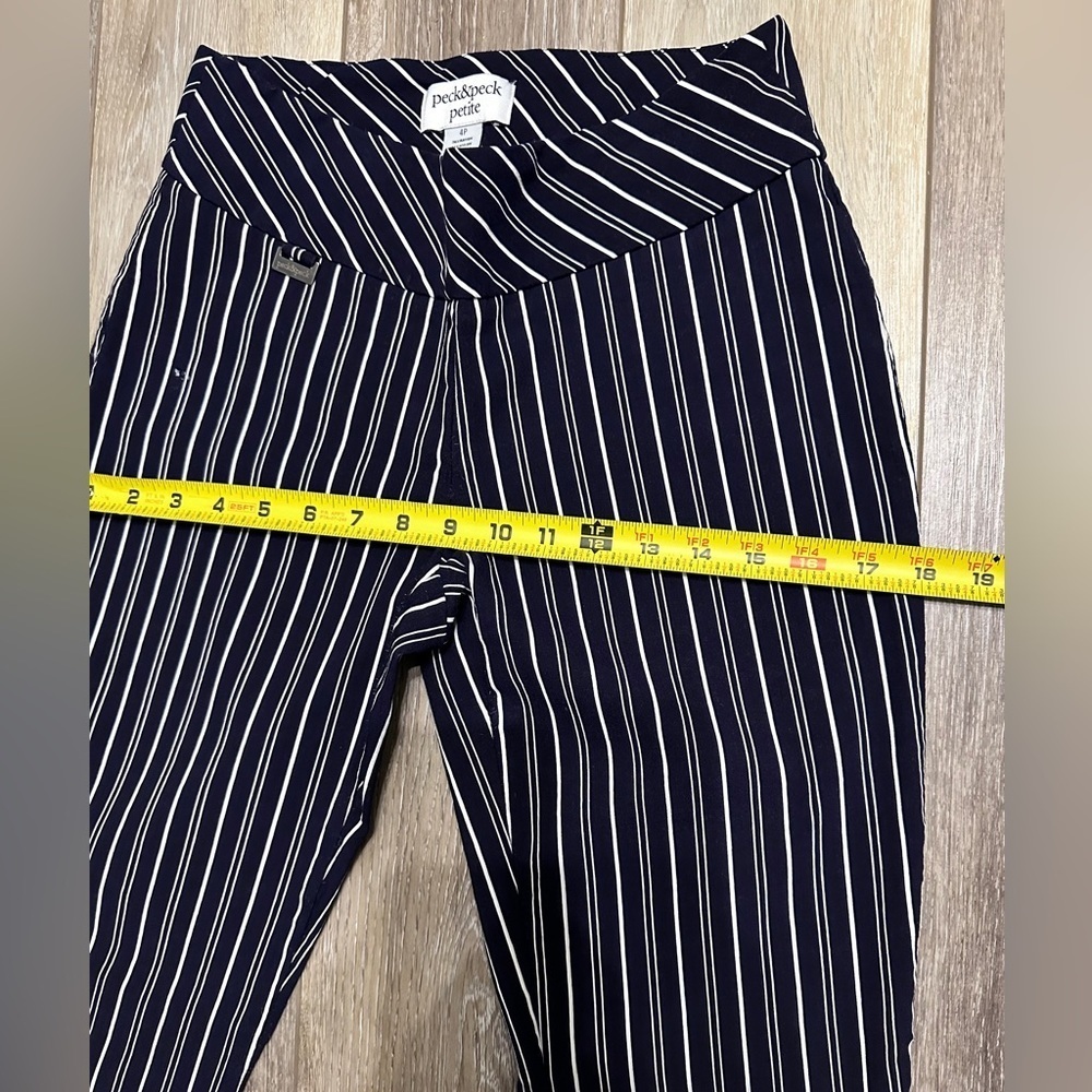 🛍️NWOT. Peck & Peck petite black with white striped stretch pants Size 4P - Picture 5 of 9